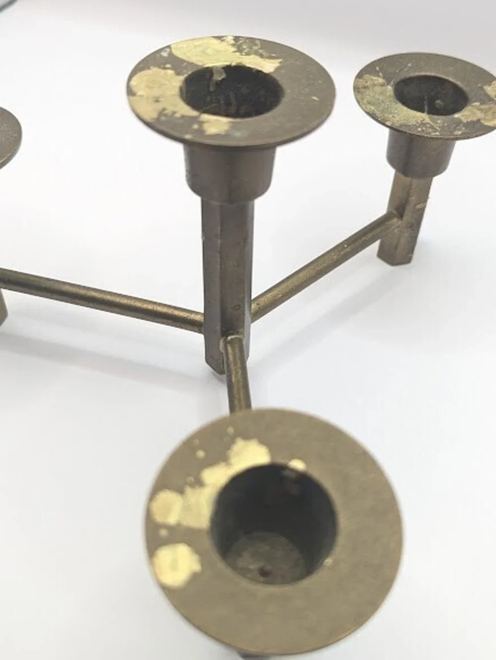 Vintage Brass Tripod Candelabra Mid Century Modern Candle Holder Made in India